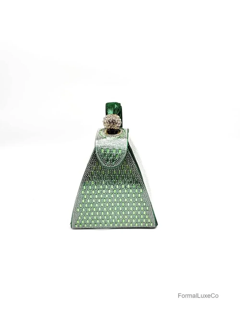 Rhinestone Evening Clutch - Pyramid Shape Magnetic Closure Handbag for Party